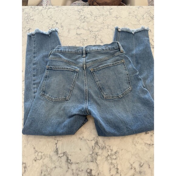 Old Navy Jeans Petite‎ Size 2 Blue Denim Extra High Rise Straight Sky-Hi Buttons - Picture 6 of 6